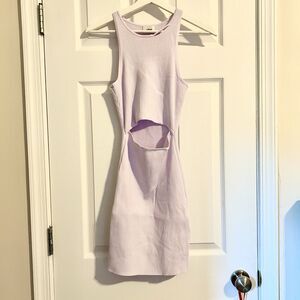 Aritzia Wilfred Dress Lavender Purple Cut Out Knit Tank Small Ice Bodycon Mini
